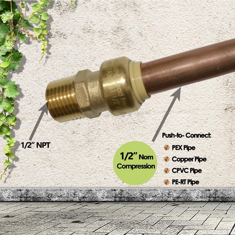 HQMPC Pex Fitting Straight Coupling Push Fit PEX Fittings 1/2", Push-to-Connect Copper, CPVC, No Pb Brass Plumbing Fittings (12, 1/2") - Image 2